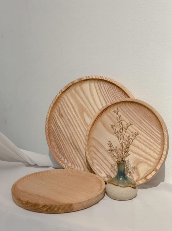 Khay gỗ decor hình tròn